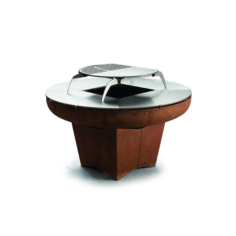 corten steel grill table